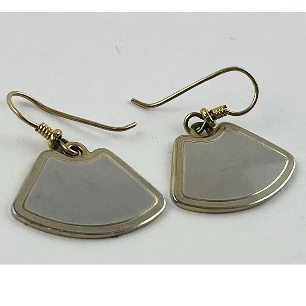Rare Vintage Laurel Burch Earrings Fan Wave Style Solid Color Tan Champagne 80s - Picture 4 of 11
